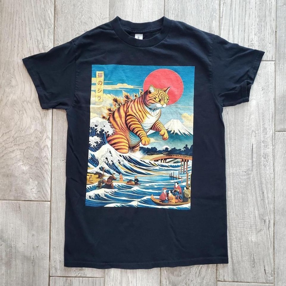 Catzilla‎ Godzilla Black T-Shirt Size Small